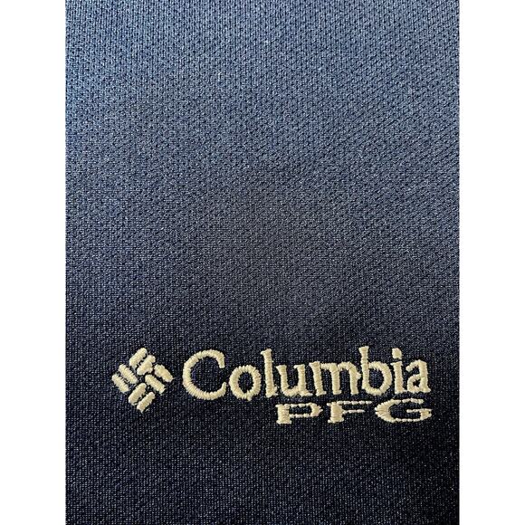 Columbia PFG Fishing Shirt Mens Medium Navy Omni-Shade Short Sleeve Polo - Picture 4 of 5